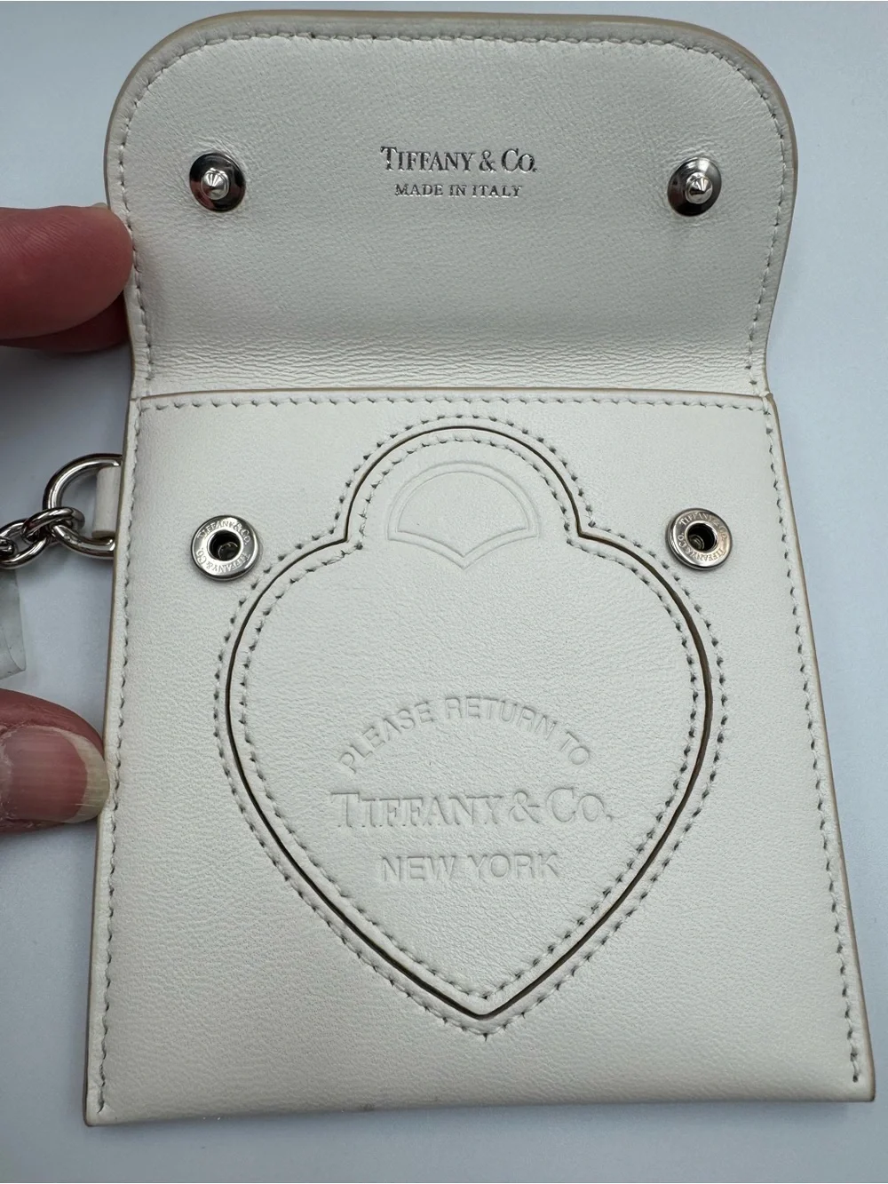 Tiffany & Co. Return To Tiffany White Nappa Leather Pouch Bag Charm